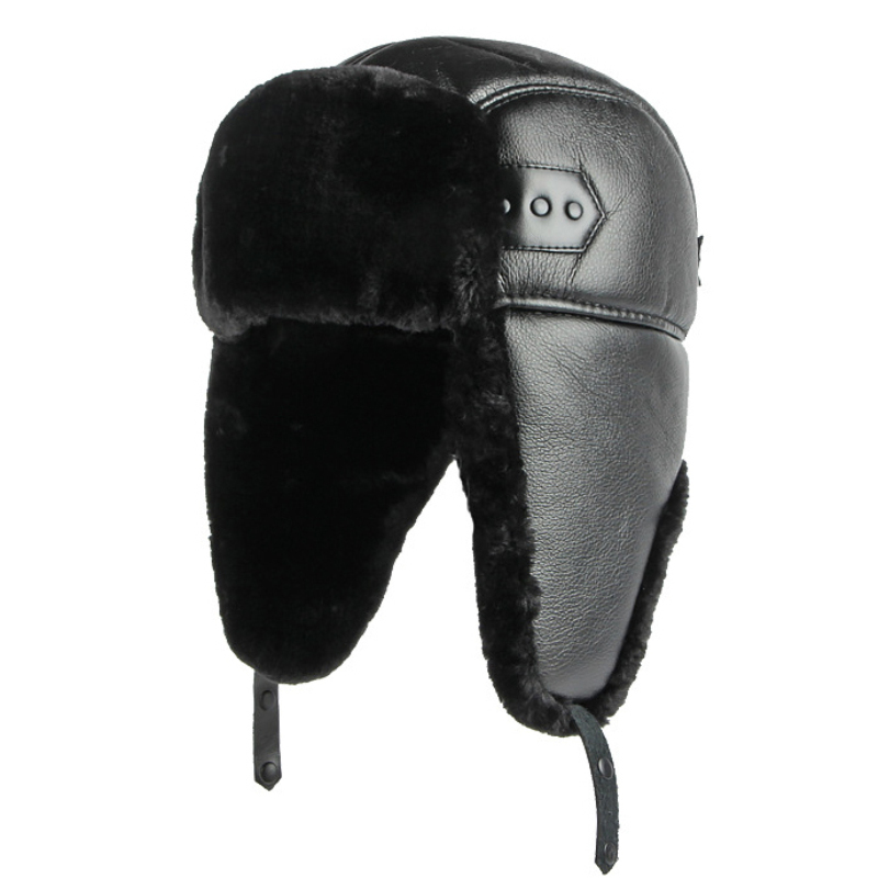 Winter Trapper Hat - HT4002 Neue PU Leder Russische Hut