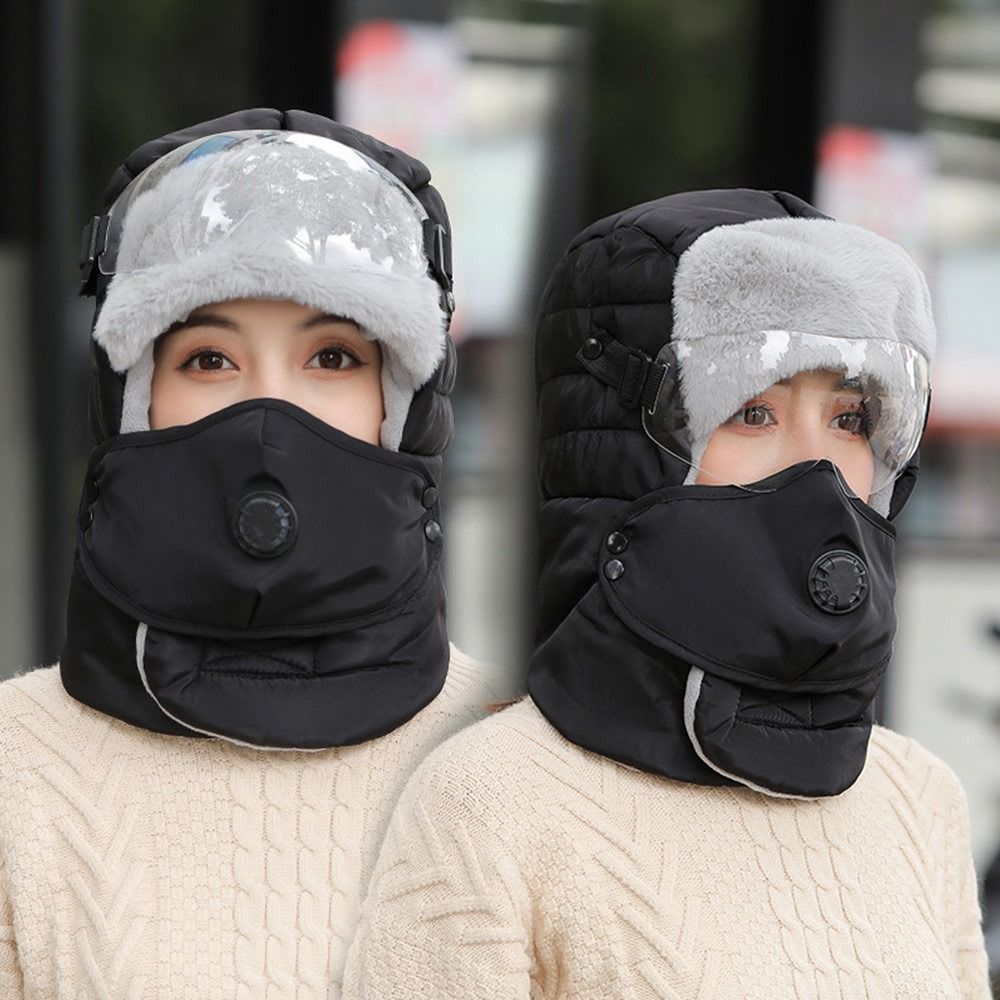 Winter Trapper Hat - Kälteschutz mit Anti-Beschlag-Brille, Plüsch-Thermo-Trapper-Mütze, kältebeständig, verdickt,