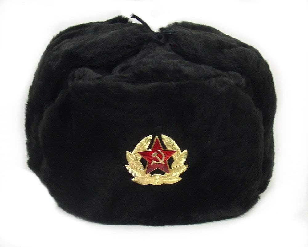 Winter Trapper Hat - Russische Mütze Sowjetische Armee Militärabzeichen Herren