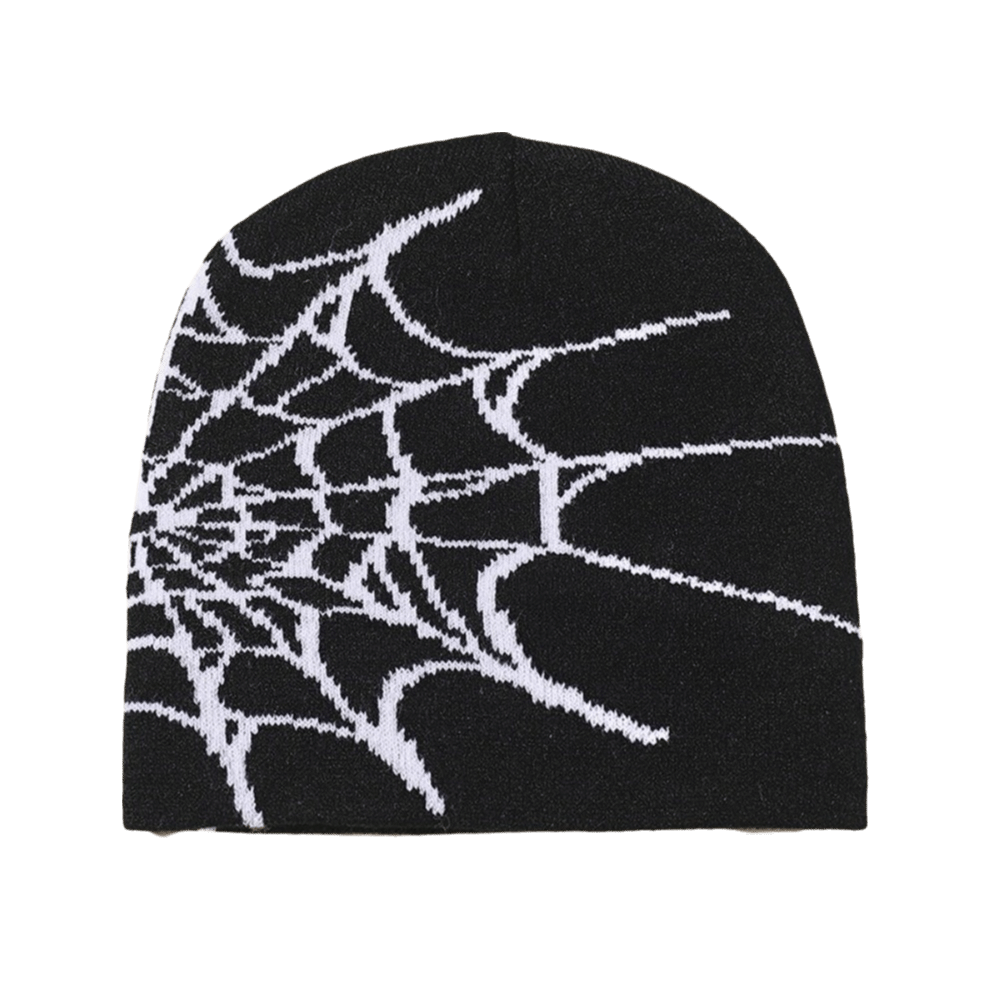 Beanie Cuffed Knit - Gotische Weiche Spinnennetz-Muster Beanie-Mützen Warme Dehnbare
