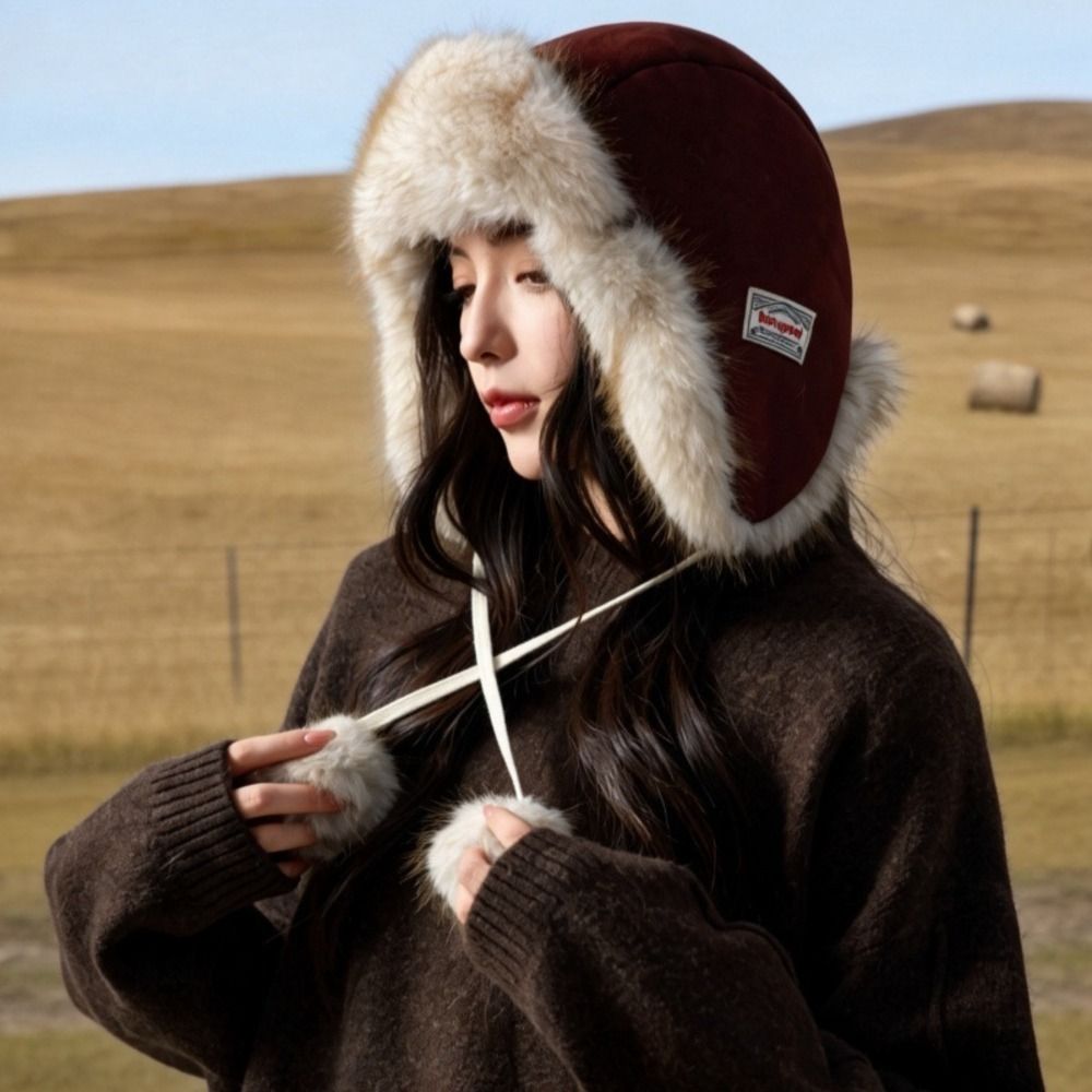 Winter Trapper Hat - Polyester-Fleece gefütterte Trapper-Mütze, winddicht, mit Pompons,