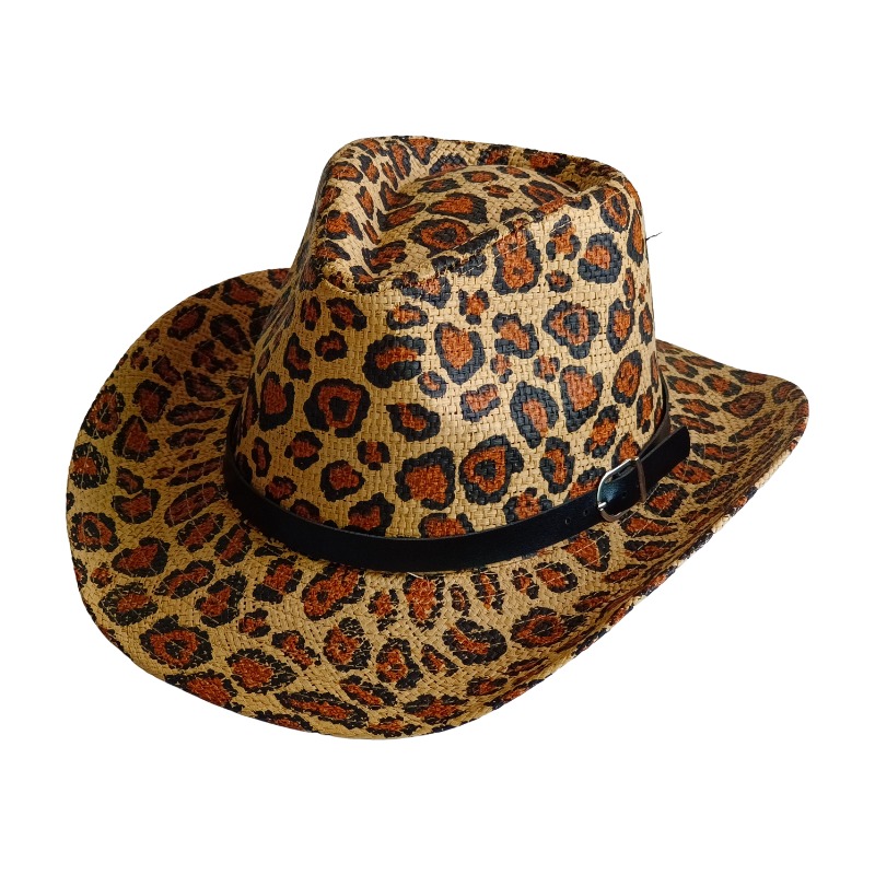 NEUER Cowboyhut mit Leopardenm – Cowboy Hat Straw Bewertung und Preis